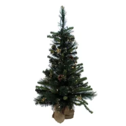 Vickerman Pre-Lit Artificial Christmas Tree With Gold Glitter Tip Pine Cones (30190)
