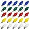 Multi-Color C9 Intermediate Screw (E17) Base Ceramic Christmas Holiday Light Bulb Replacement (25 Pack)