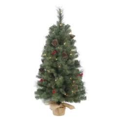 Vickerman Pre-Lit Artificial Christmas Tree With Red Berries And Pine Cones (370544)