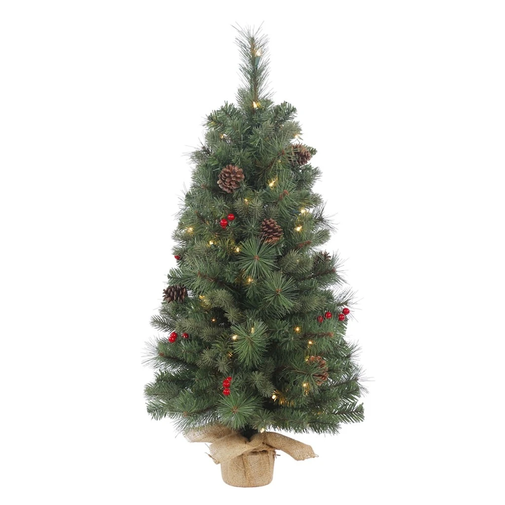 Vickerman Pre-Lit Artificial Christmas Tree With Red Berries And Pine Cones (370544) 3 Vickerman Pre-Lit Artificial Christmas Tree With Red Berries And Pine Cones (370544)